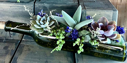 Succulent Wine Bottle Arrangement