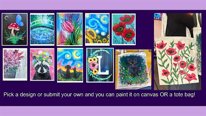 Paint and sip: Custom Tote Bags. (All tix are BOGO!)
