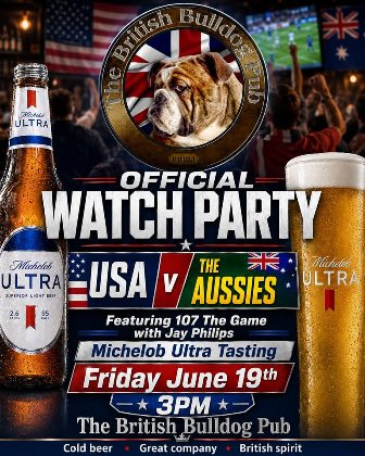 USA v "The Aussies" with Jay Phillips and 107 The Game and free beer tasting!