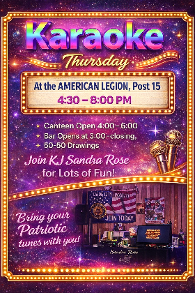 Karaoke Thursday at American Legion Post 15