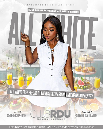 Memorial Sunday all white Brunch affair at CLUB RDU