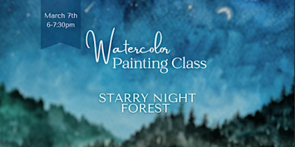 Starry Night Forest Watercolor Painting Class for beginners