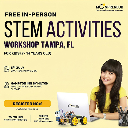 Free In-person STEM Activities for Kids in  Tampa, FL (7-14 Yrs)
