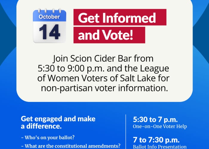 Ballot Education with the League of Women Voters at Scion Cider Bar