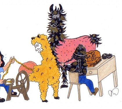 Drop Spindle class with the Alpacas