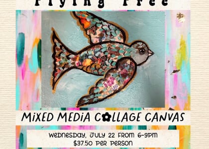 Flying Free- mixed media collage paint night