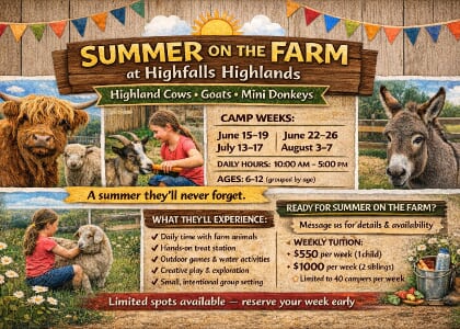 Summer on the Farm at Highfalls Highlands