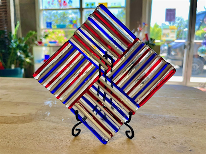 Are you late to the Party-Slump fun, July 4th-themed art glass.