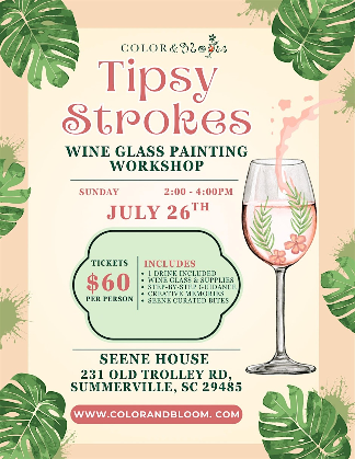Tipsy Strokes: Wine Glass Painting Workshop | Charleston Paint & Sip