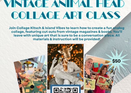 Vintage Animal Head Collage Art Class