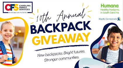 Carolina Family Services' 10th Annual Backpack Giveaway!