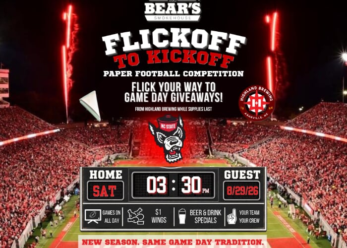 Poster for Flickoff to Kickoff: A Paper Football Competition at Bears Smokehouse BBQ