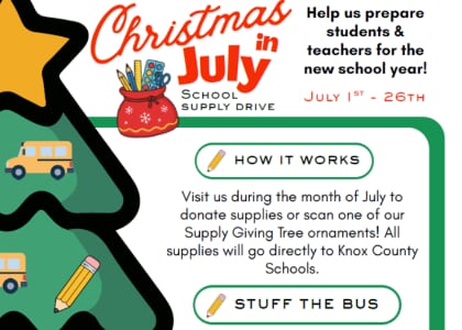 Christmas in July School Suppy Drive