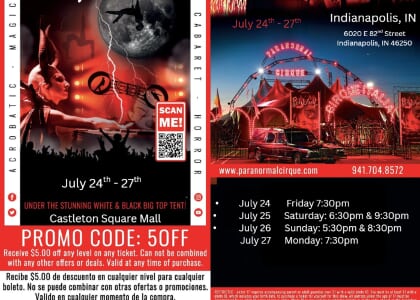 Paranormal Cirque III Inferno Indianapolis, IN