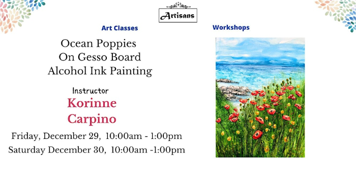 Paint this Poppy Scene with Alcohol Inks on Gesso Board - Tampa