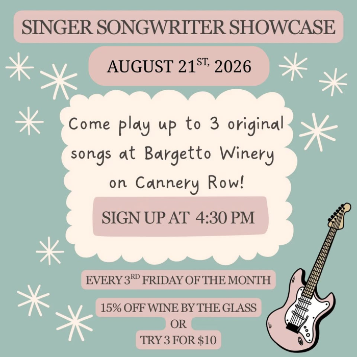 Singer/Songwriter Showcase-Monterey Tasting Room