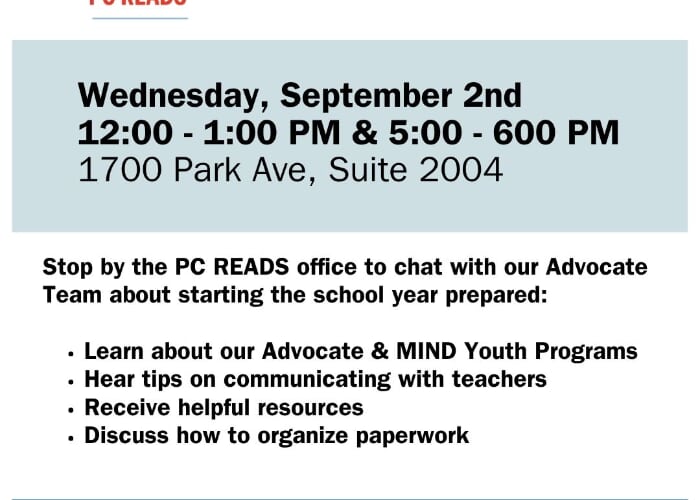 Back to School Tips at PC READS