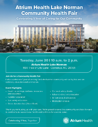 Atrium Health Lake Norman Community Health Fair & 1-year Anniversary Celebration