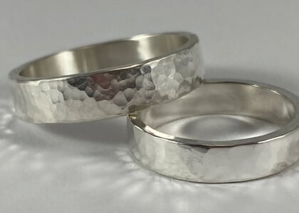 Hammered Wide Band Ring