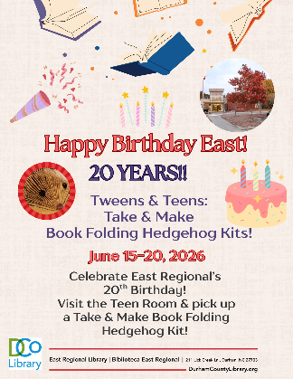 Happy 20th Birthday East: Take & Make Book Folding Hedgehogs