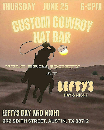 Custom Cowboy Hat Bar: Craft & Happy Hour @ Lefty's