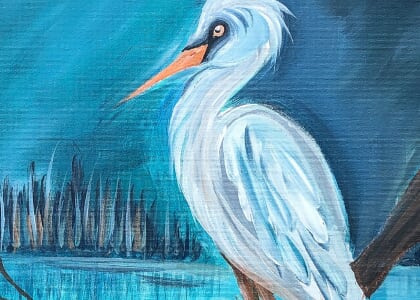 New!! Paint & Sip Event @ BlueMercury: Moonlit Egret