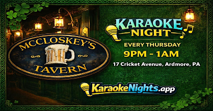 Thursday Karaoke at McCloskeys Tavern - Ardmore, PA (Montgomery County