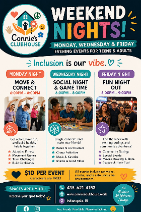Connie's Clubhouse Evening Socials: Monday, Wednesday & Friday Nights