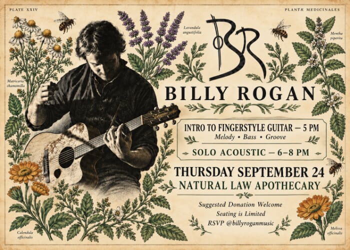 Billy Rogan: Solo Acoustic Performance + Intro to Fingerstyle Guitar Clinic