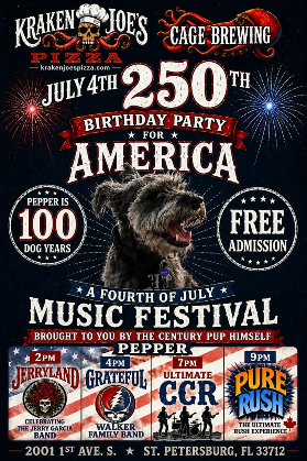 Cage's 4th of JULY MUSIC FEST: America=250+Pepper=100 | 4 Bands 4 FREE