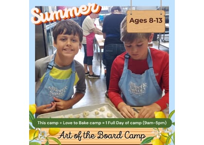 Art of the Board Camp: July 28th - 31st (Tues.-Fri.) Ages 8-13 (1:30pm-5pm)